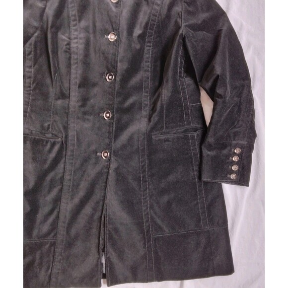 Chicos Jacket Black Velvet Coat Longline Military Steampunk Women's Size 2 - Picture 4 of 14
